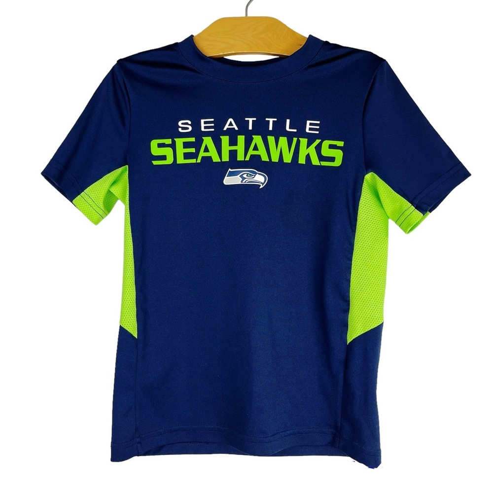 NFL Super Bowl Seattle Seahawks Short Sleeve Performance Fabric Shirt M 5/6